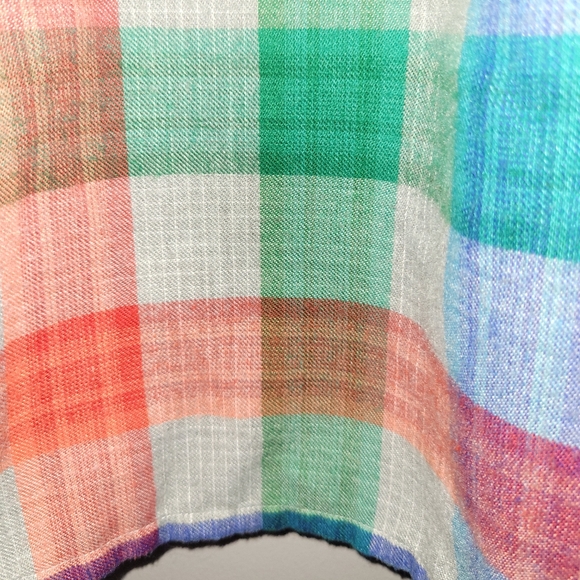 💙 Vintage Gymboree Blue Green Plaid Long Nightgown Girls 7 8 Nightie Sleepwear - Picture 7 of 11